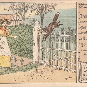 Randolph Caldecott The Fox Jumps Over the Parsons gate Vintage postcard