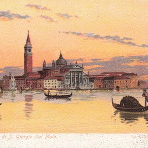 Cartão postal assinado por artista de Veneza no início de 1900 com verso indiviso
