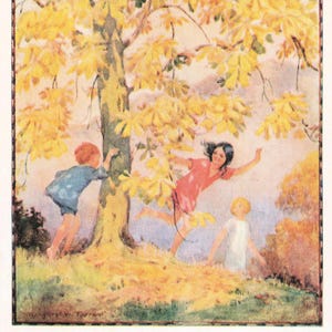 Margaret Tarrant Autumn in the Woods  vintage 1940's postcard Publisher Medici Society