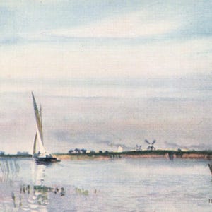 Norfolk Broads Heigham Sounds Artista Frank Southgate Cartão postal vintage
