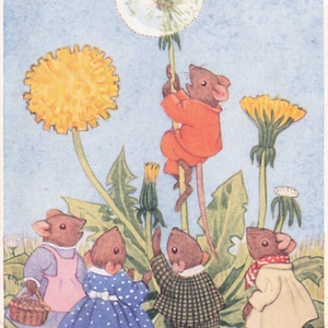 Margaret Tempest Artista Fantasia Animais What O'Clock Editora Sociedade Medici cartão postal Vintage 1952