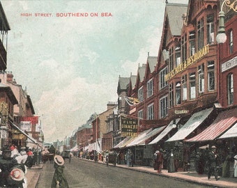 Southend op zee High Street Vintage 1909 briefkaart