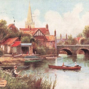 Abingdon malerisch Berkshire The Thames 1924 Verlag Tucks ARTIST A Bridgeman