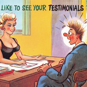 Saucy Seaside Comic vintage Postkarte Ich möchte gerne Ihre Testimonials sehen, bitte Verlag BROOK