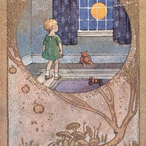 Carte postale Hester Margetson Enfant regardant la lune Lady Moon 1928