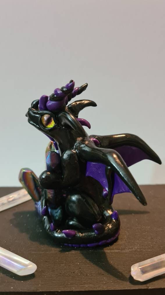 Black and Purple Polymer Clay Dragon - 1-119 – Artistic Studio Creations By  Crystal