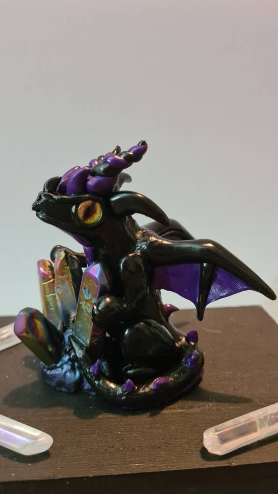 Black and Purple Polymer Clay Dragon - 1-119 – Artistic Studio Creations By  Crystal