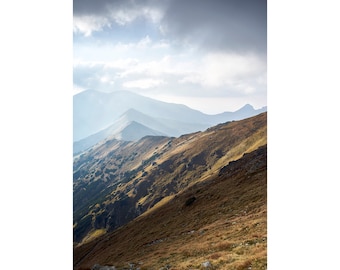 Impression de coucher de soleil dans les Hautes Tatras : art mural paysage de Pologne (téléchargement numérique)