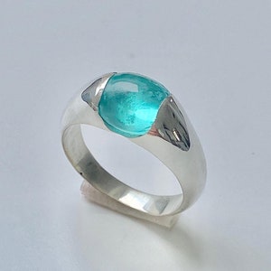 Natural Earth Mining Paraiba Blauer Apatit Ring in 585er Weißgold