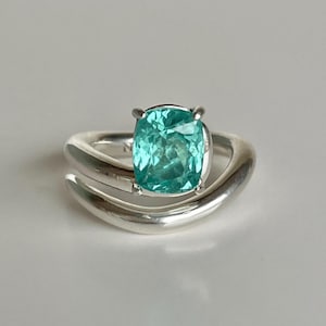 Stunning bespoke snake serpent design ring with high quality neon lagoon color natura brazilian paraiba apatite