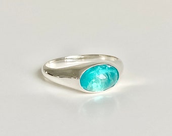 Natural Earth mined Brazilian Paraiba Apatite ring in silver/or solid gold