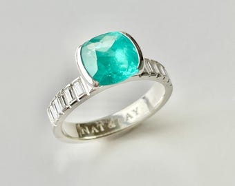 Bespoke White Gold Ring: Natural Paraiba Tourmaline and Diamonds