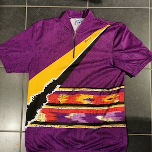 Vintage 90s Italian cycling shirt SMS Santini Full Zip Cycling Jersey Mens size 3XL
