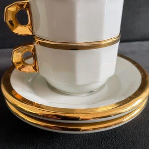 Set of 2 French bistro cups and saucers by Pillivuyt France.