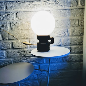 Vintage seventies space age table lamp, dark brown