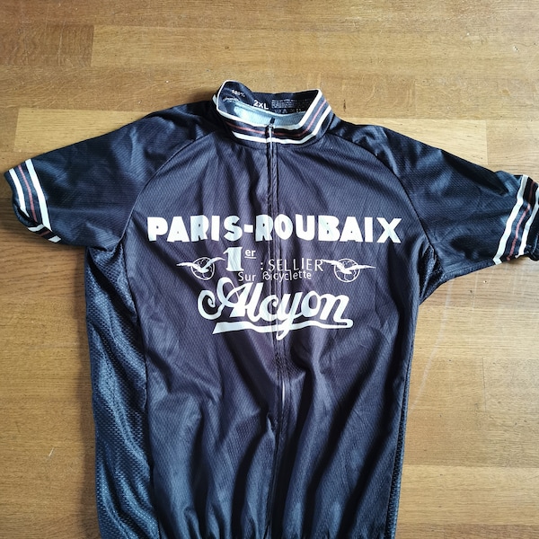 Vintage retro cycling jersey Paris Roubaix by Alycon xxl