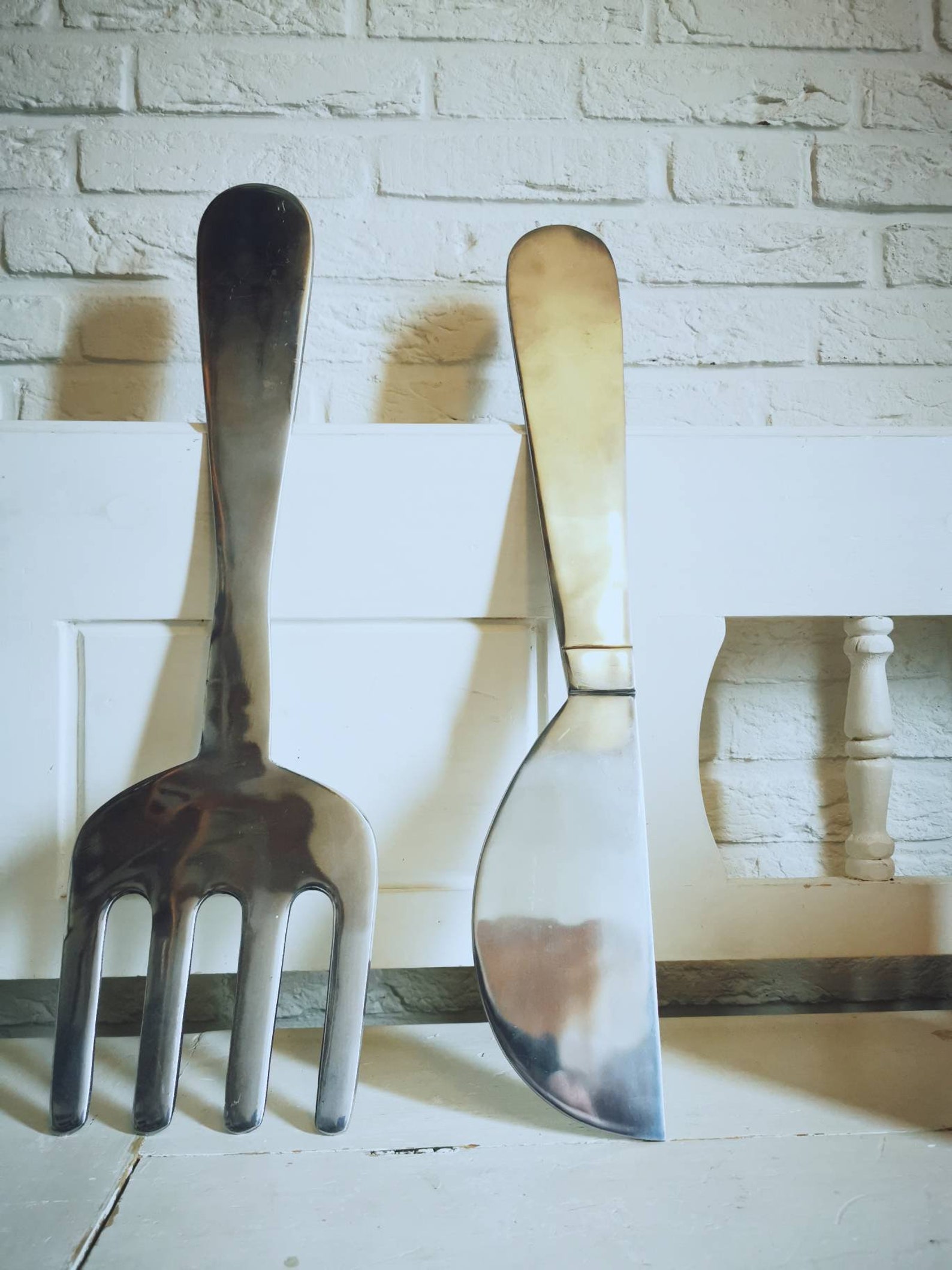 Vintage Xxl knife and fork wall decor stainless steel Etsy