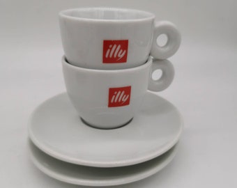 Set di 2 tazzine da caffè espresso Illy vintage, Made in Italy, tazzine da collezione, decorazioni per bar in stile italiano.