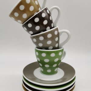 Set of four vintage Bodum  Polka Dots Espresso Cups & Sauces, 2 oz.