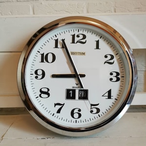 Vintage wall clock 60s by Rhythm made in Japan, 1960s clock, vintage clock