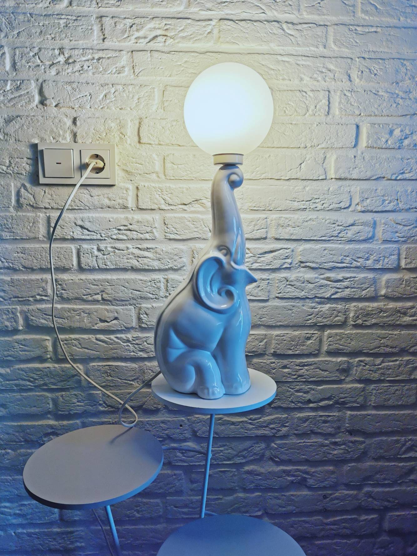 White on sale elephant lamp