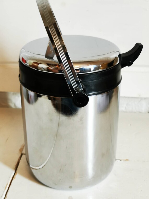 Vintage Seventies Chrome and Plastic Ice Bucket by Peacock Japan