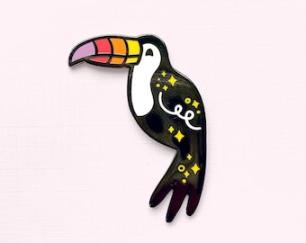 Toucan Enamel Pin | Happy Bird - Birds of Paradise - Toucans - Tropical Bird - Stars - Space - Animal Jewelry - Parrot - Exotic Bird