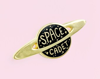 Space Cadet Pin | Gold Hard Enamel - Lapel Pin - Space - Stars - Brooch Pin - Saturn Planet - Cosmic - Celestial - Astral - Cute - Pretty