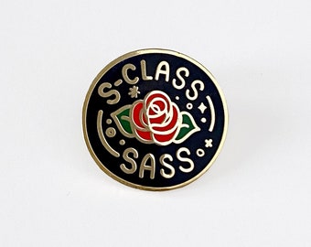 S-Class Sass Red Rose Enamel Pin | Plant Pin - Plant Lady - Sassy - Mischievous - S-Teir - Kawaii - Cute Charm - Plant Parent - Houseplant