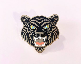 Black Tiger Enamel Pin | Big Cat - Gold Lapel Pin - Pin Badge - Brooch - Small Gift - Jungle - Tiger Lover Gift - Tiger King - Wild - Zoo