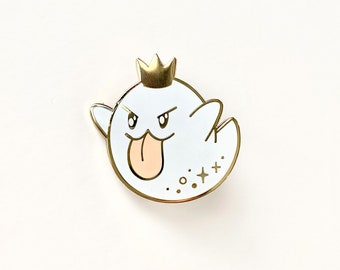 Ghosting King Pin | King Boo Gold Hard Enamel Pin - Cute Ghost - Mario Ghost - Baddies - Silly - Luigi's Mansion - Super Mario All Stars