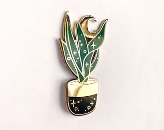 Cosmic Snake Plant Enamel Pin | Gold Pin - Succulent Lover - Plant Lady - Galaxy - Outer Space - Boho Jewelry - House Plant Gift - Cute