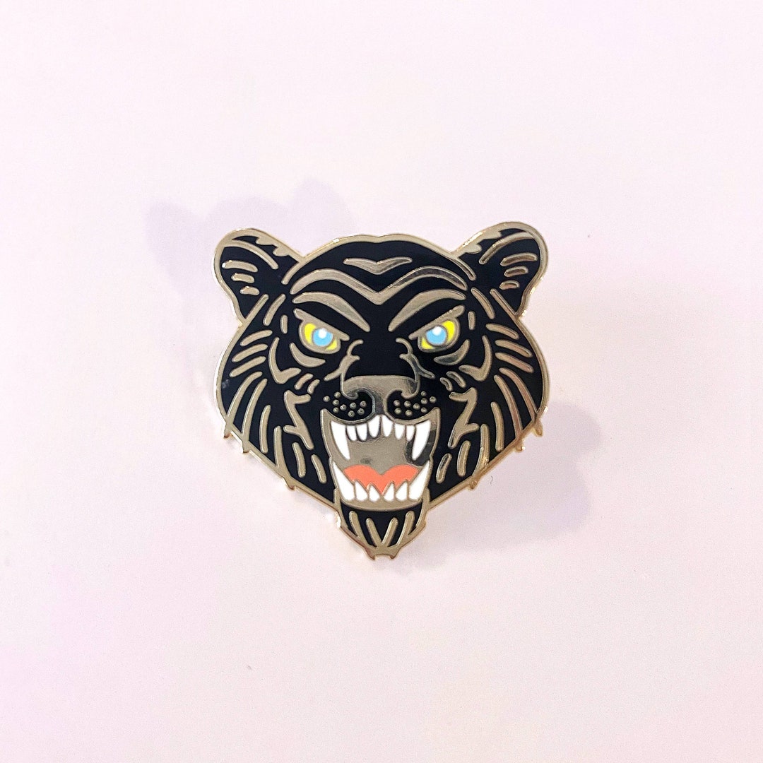 Black Tiger Enamel Pin Big Cat Gold Lapel Pin Pin Badge Brooch Small ...