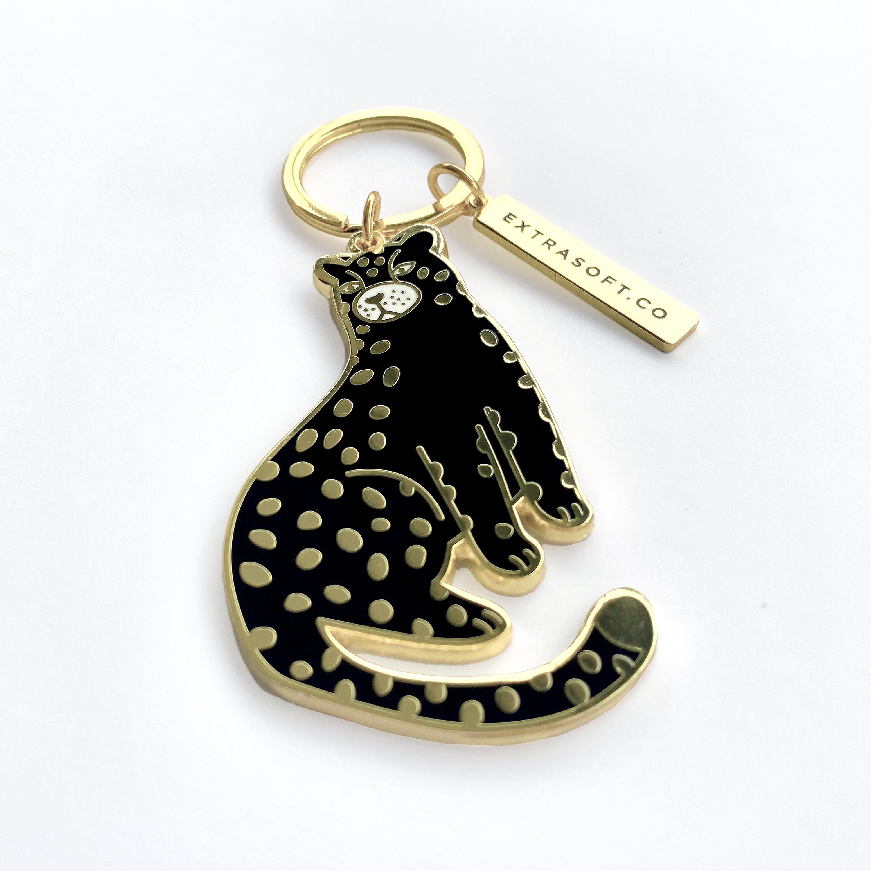 Black Leopard Keychain | Gold Metal Keyring - Big Cat - Zoo Animal ...