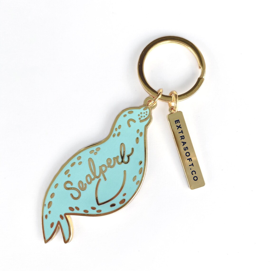 Seal Keychain Sealperb Gold Metal Keyring Kawaii Cute Etsy