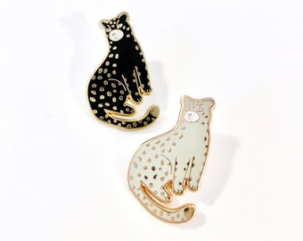 Tiny Black & White Leopard Pin Set | Gold Pin - Tiger - Nature Lover Gift - Cat - Cute - Big Cats - Micro Pin - BBF pins - Smol - Cat Gift
