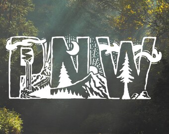 PNW nature   | Decal Vinyl Sticker|Cars Trucks Vans Walls Laptop| Several Colors