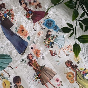 ÉCHANTILLON de ruban adhésif Washi pour animaux de compagnie Flower Girl 100 cm | Pour la fabrication de cartes, le scrapbooking, les autocollants décoratifs