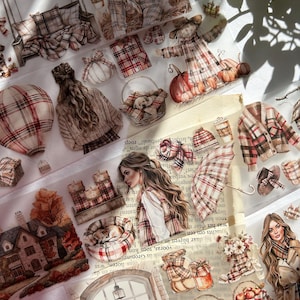 La artesanía de Sindhura | Cinta adhesiva PET Plaid Autumn Vibes MUESTRA | bucle de 100 cm