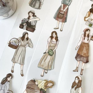 KatKreates Farmcore Girls Campione di nastro PET | cancelleria per scrapbooking, diario spazzatura, cardmaking