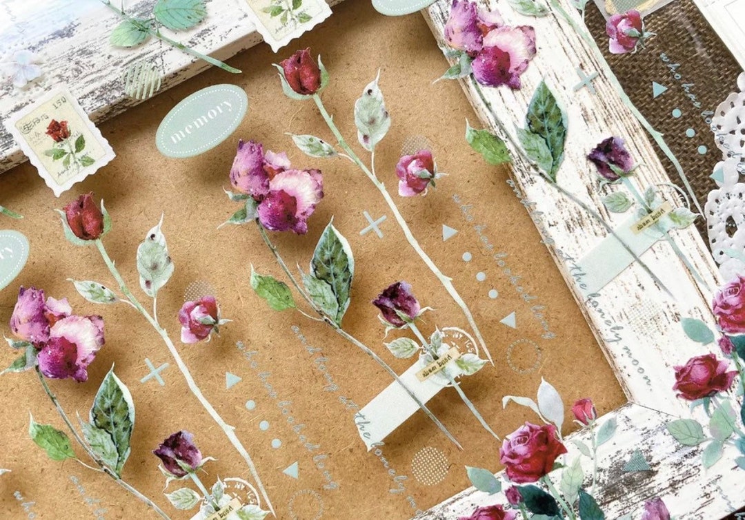 Vintage Shade of Rose PET Tape Sample | Scrapbook Journaling Collage ...