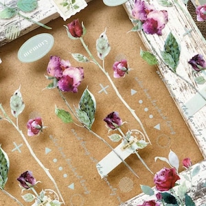 Sombra vintage de muestra de cinta de PET rosa | álbum de recortes diario collage bricolaje cinta adhesiva washi