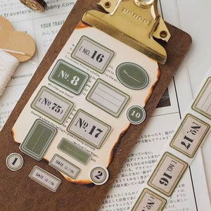 Bilhetes de números vintage | Etiquetas autocolantes | suprimentos para diário