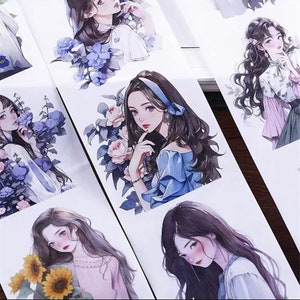 Girl with long hair  washitape SAMPLE | 100 cm loop | scrapbook diy collage cardmaking