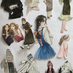 Girl stickers mix | 12 pcs | journaling scrapbook stickers