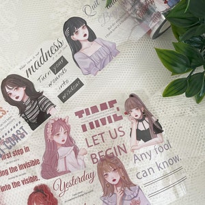 Girl stickers | pet tape loop | scrapbook junkjournal supplies