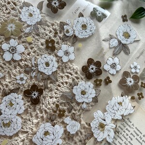 Jennyuanzi | Misty White Camellia pet tape SAMPLE | 100 cm loop
