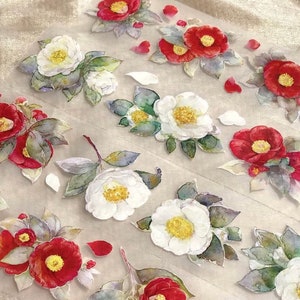 Camelia / Flor Washitape Loop 120cm/ Cinta Pet / Lazo / Muestra