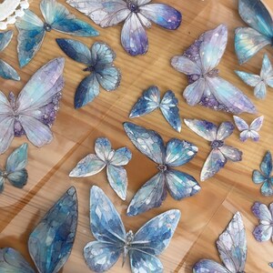 Blue purple shiny butterfly PET tape sample | 100 cm loop | scrapbook junkjournal diy collage ephemera stationery