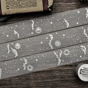 CAMPIONE di nastro PET MIAOSTELLE Moon & Stars | bianco o nero | Canna da 100 cm